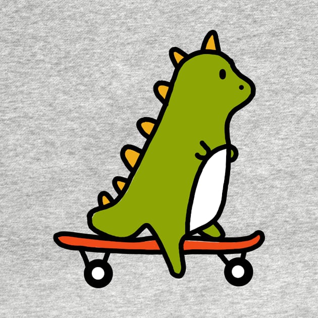 Cartoon Dinosaur Riding A Skateboard by MillerDesigns